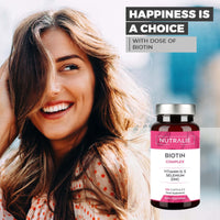 Biotin Hair Growth Supplement - 10000 mcg - Hair + Skin + Nails - Vitamins D E + Zinc + Selenium - Hair Vitamins for Women and Men - Hair Loss + Hair Care - 120 Capsules - Nutralie