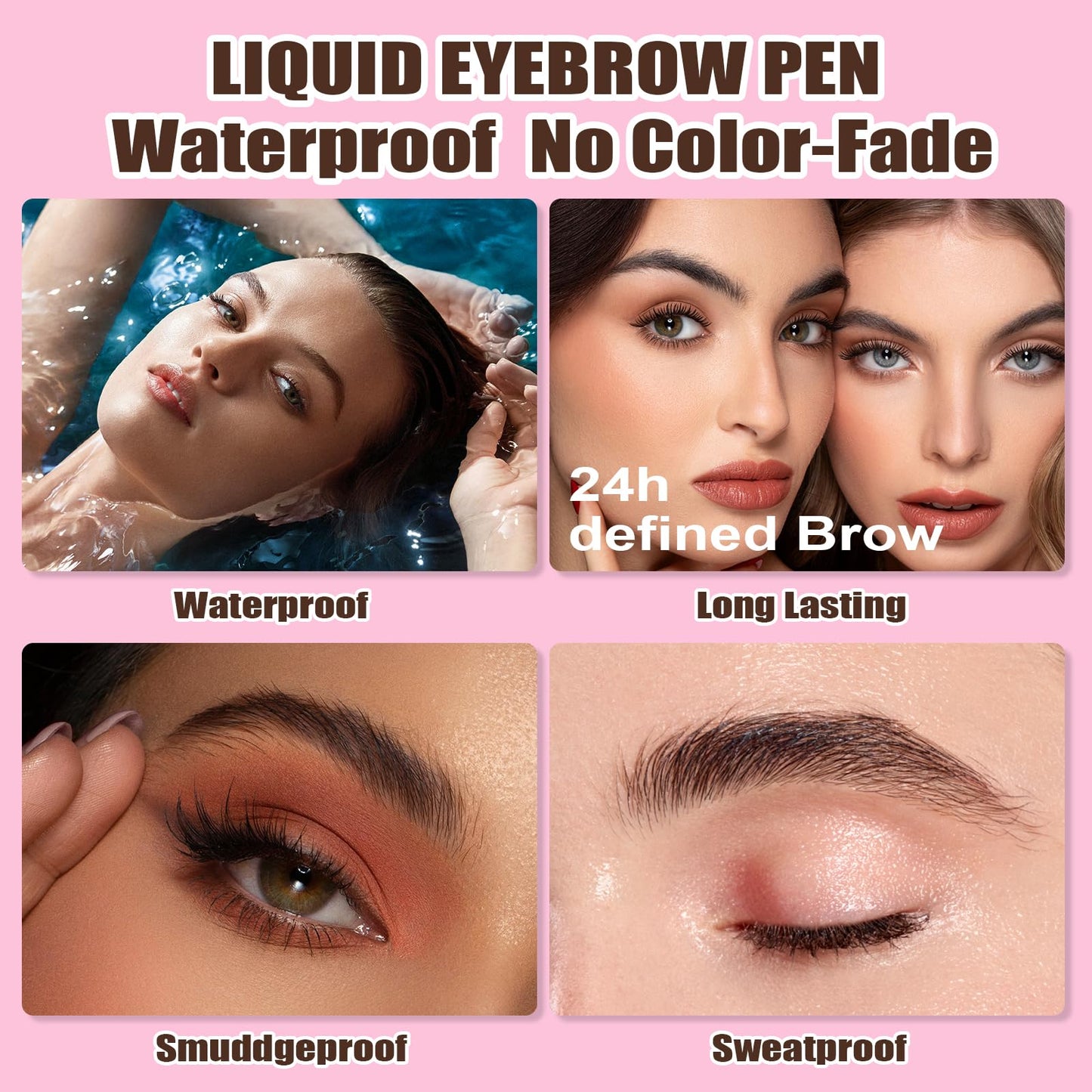 Ledeak Liquid Eyebrow Pen, Long Lasting Waterproof Eyebrow Pencil, Natural Shaping Brow Pen with Eyebrow Brush, Smudge Proof Eyebrow Makeup Dye Kit for Naturally Defined Eyebrows (Taupe)