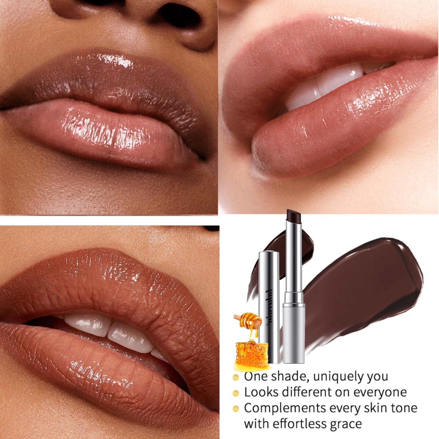 Black Honey Lipstick, Almost Lipstick Black Honey, Honey Balm Black Lipstick Tinted Lip Balm, Natural Deeply Moisturising Hydrating Long-Lasting Lip Plumping Lip Care for Dry Lips
