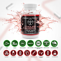 Choline Inositol Capsules - 900mg (450 mg + 450 mg) per Capsule - 70 pcs (2+ Month Supply) of Rapidly Disintegrating Capsules, with 450mg of Cholin Bitartrate and 450mg of Myo Inositol Powder