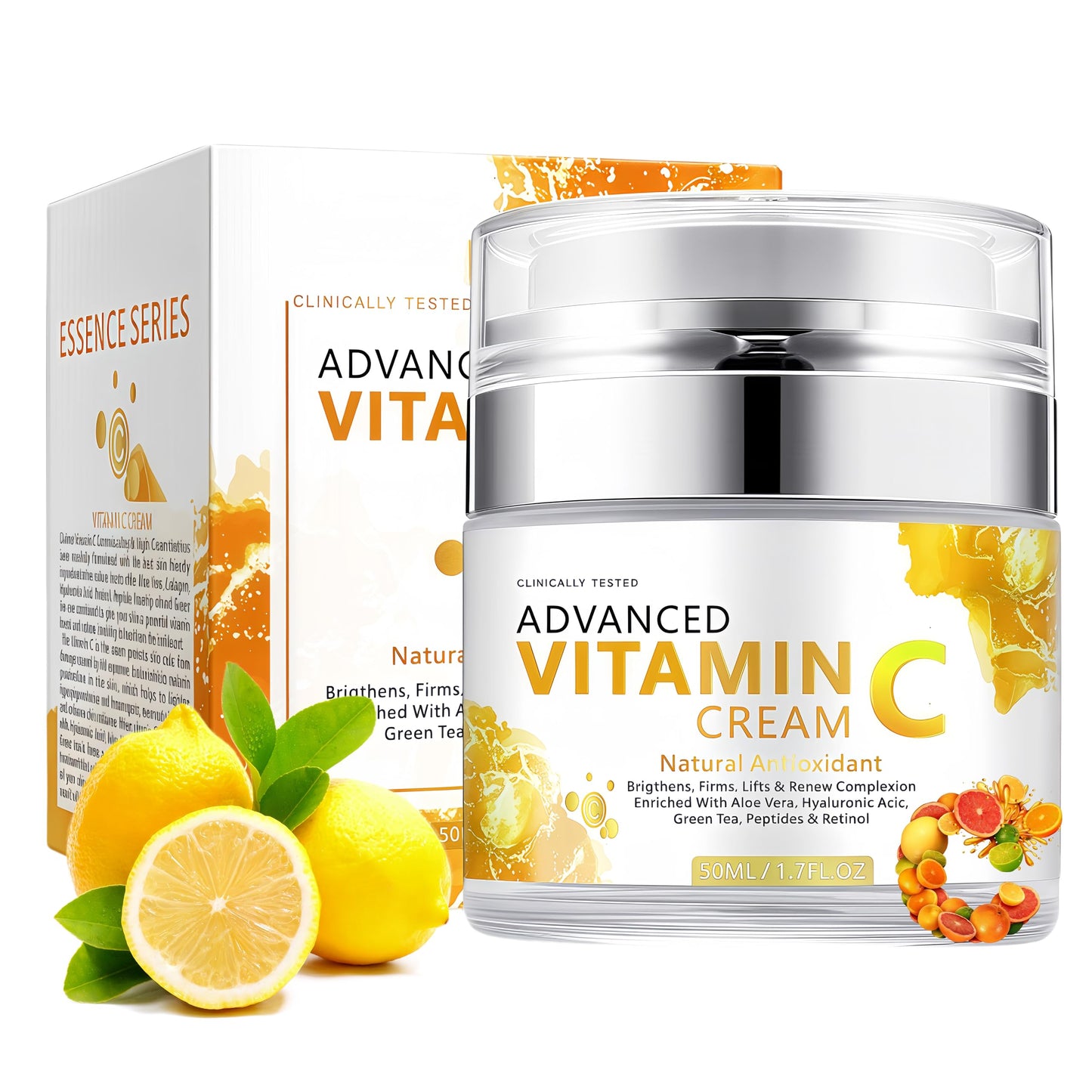 AurolaGlow Vitamin C Cream with Hyaluronic Acid & Vitamin E–Anti Aging Day & Night Face Moisturiser for Women & Men,Hydrate & Plump &Whitening.Even Skin Tone, Boost Collagen, Reduce Fine Lines for Skin Care