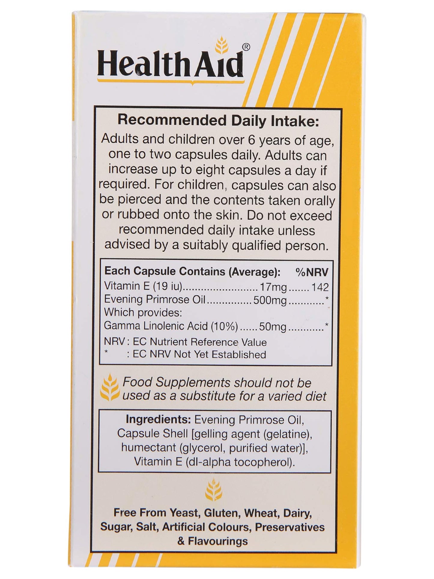 HealthAid Evening Primrose Oil 500 mg 120 Capsules