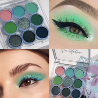 GEEWHILE Green Eyeshadow Palette, Cyan Dark Green Eye Shadows Palette For Women Long Lasting Waterproof Shimmer Matte Eyeshadow Make-Up Palettes Highly Pigmented Blendable Cyan Forest Green Eyeshadow Pallet