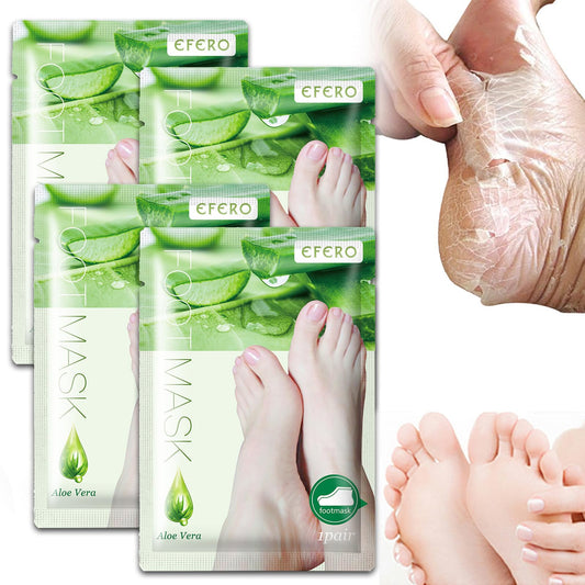 Foot Peel Mask,4 Pairs Natural Aloe Vera Gel Foot Mask-Foot Peel Mask For Hard Skin,Footner Exfoliating Sock-Feet Hard Skin Remover-Plantifique Foot Peel Mask-Baby Feet Foot Peel (Aloe Vera)