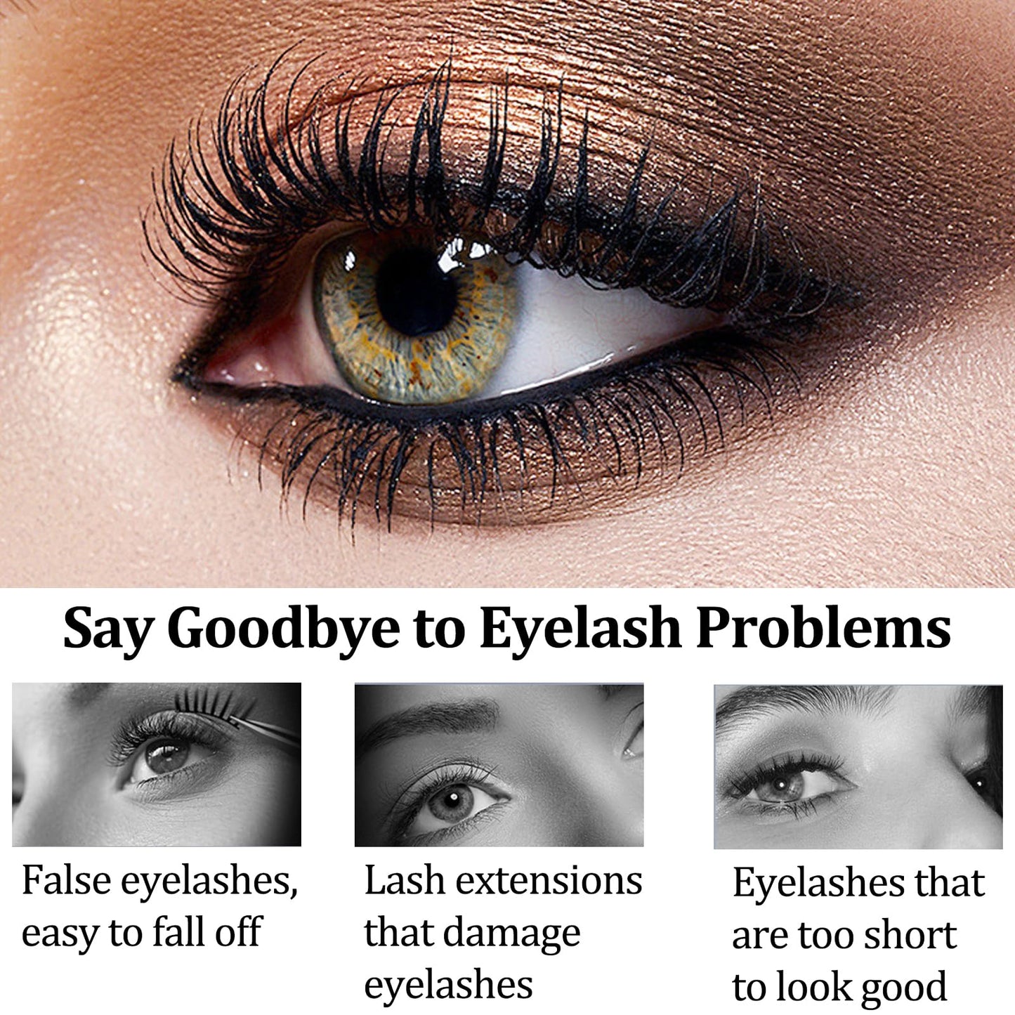 NLFOX Black Mascara Waterproof - Mascara Black Volume and Length Waterproof - Lengthening mascara for Mature Older Women - Long Lash Mascaras black Tinted for Eyelashes Extended Natural