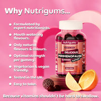 Nutrigums Perimenopause Support Gummy | Citrus Flavour | 60 Vegan Gummies | Red Clover, Ashwagandha, Maca, Ginseng, Sage, Ginkgo with VIT B6, B12, VIT D and VIT C | Nutritional Balance for Women by NUTRIGUMS®