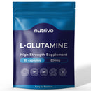 Nutrivo L-Glutamine 800mg Capsules | 90 Capsules Per Pouch | L-Glutamine Nutritional Supplements | Supports Muscle and Gut Health | Good Alternative to Powder and Tablets | Vegan & UK Made