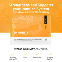 Vit2Go Vit2go Immunity - Booster with Vitamins (A, B, C, D & K), Vitamin C Zinc & Ginger Extract, Immune System Complex, Vegan Supplement Made in Germany (30)