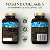 Marine Collagen Capsules with Hyaluronic Acid + Vitamin C 2400mg - High Strength Collagen Supplements for Women - 120 Capsules - for Skin, Joints & Hair - Collagen Tablets Alternative - Satin Naturel