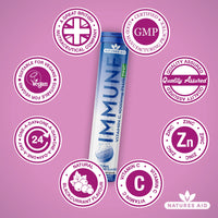 natures aid Immune Effervescent with Zinc & Vitamin C, Natural Blackcurrant Flavour, 20 Tablets, Pack of 1