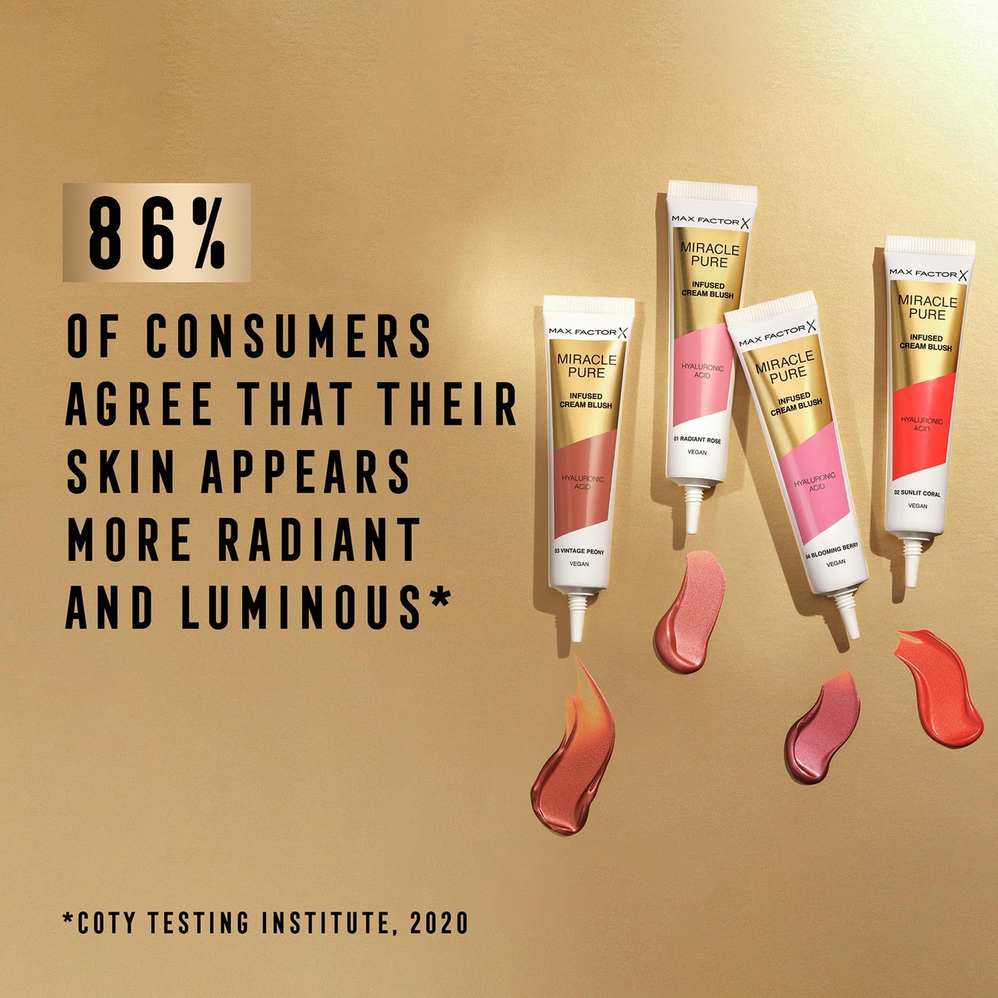 Max Factor Miracle Pure Cream Blush 03 Vintage Peony, Moisturising, Plumps & Hydrates, Buildable Glow, Infused with Hyaluronic Acid & Squalene, Fresh & Healthy Looking Skin, 100% Vegan