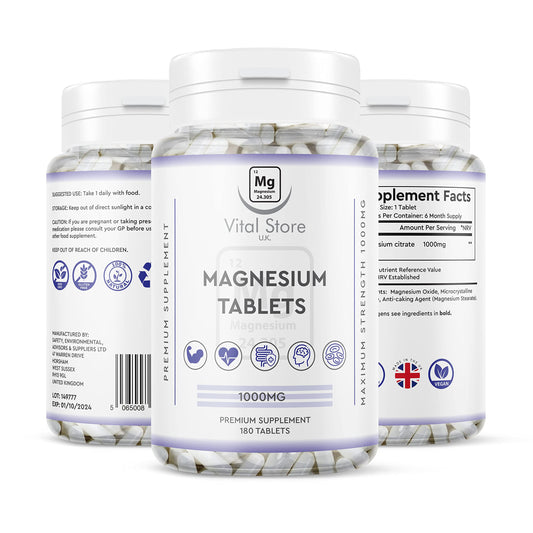 Generic Magnesium Tablets 180ct - 1000MG Providing 400MG Elemental Magnesium - Vegan 6 Month Supply 180 Magnesium Tablets - Magnesium Supplements