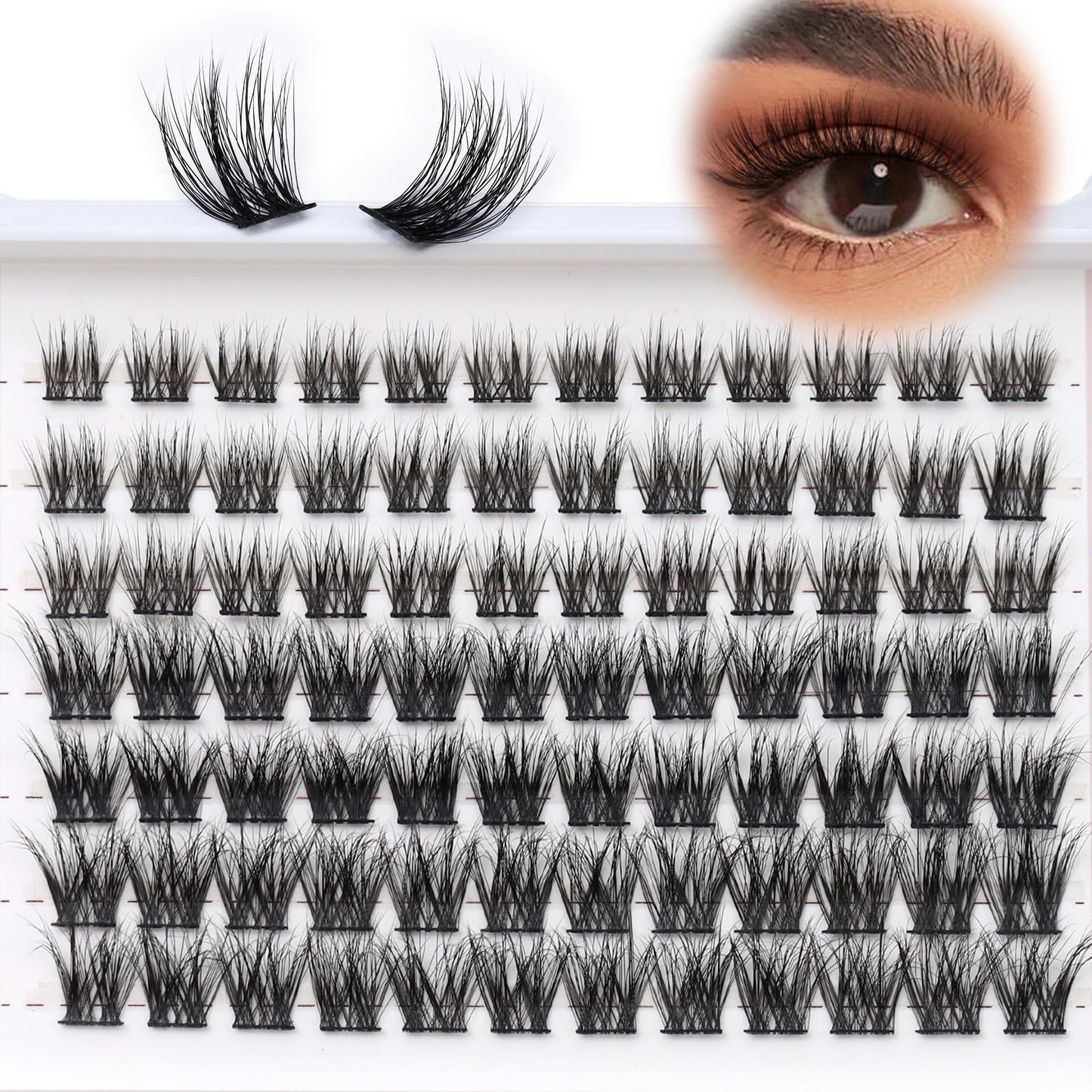 3D Fluffy Lash Clusters 14mm EMEDA Individual Wispy Cluster Eyelash Extensions 14mm DIY Cluster Lashes 3D Effect Eyelash Clusters (3D-EME333-14mm)
