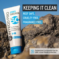 Intego Pro (SPF 50+) Sports Sunscreen | Very Water Resistant & Sweatproof Sun Cream with Zinc Oxide | Non Greasy Formula Suncream Approved by Athletes | Reef Safe, Fragrance Free, Hypoallergenic