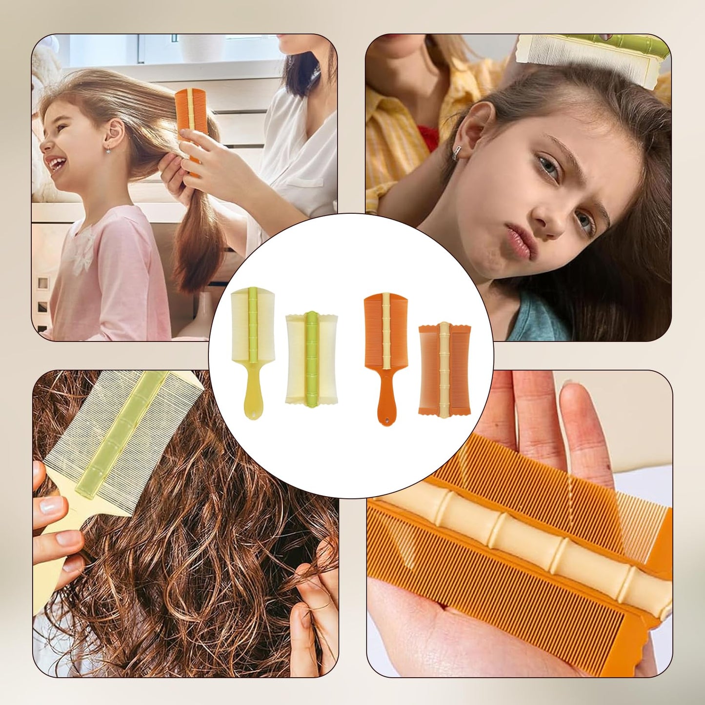 Liameph 2PCS Psoriasis Comb,Dandruff Comb,Double Sided Fine Teeth Comb,with Handle Head Lice Comb,for the Removal of Dandruff Fleas Lice Dandruff and Tangled Hair (Green,Yellow)