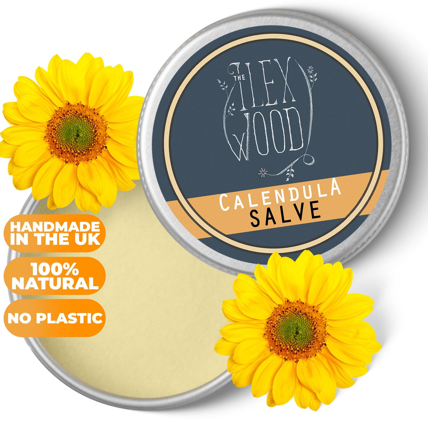 The Ilex Wood - All-Natural Skin Balm - Calendula Salve - soothes rashes, itching, dry skin, eczema, cruelty free, plastic free, handmade in the UK - 100ml