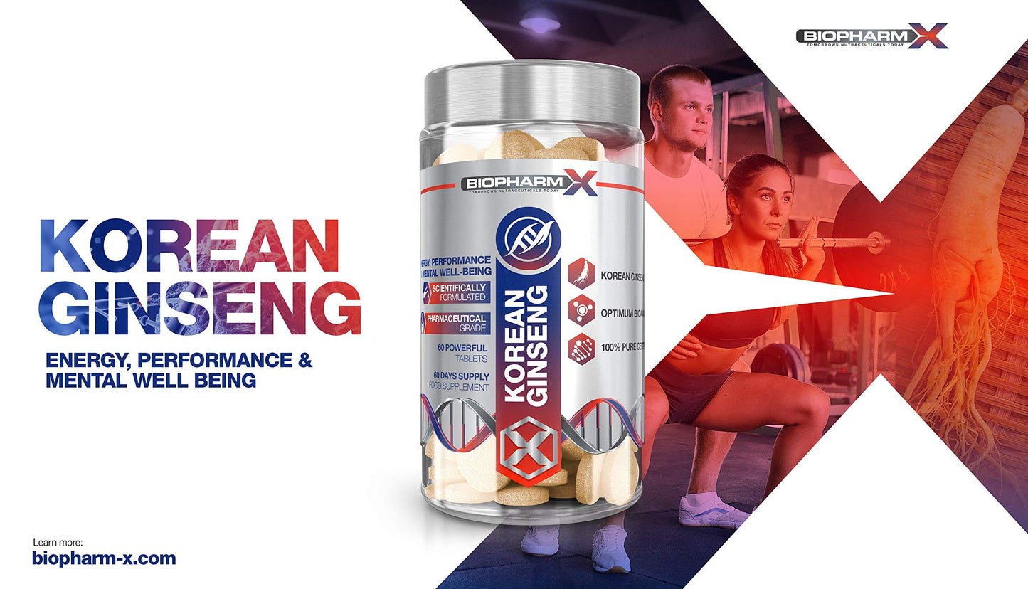 Korean Panax Ginseng 10,000mg (60 Tablets) Strongest Legal Ginseng Extract 100% Pure Certified