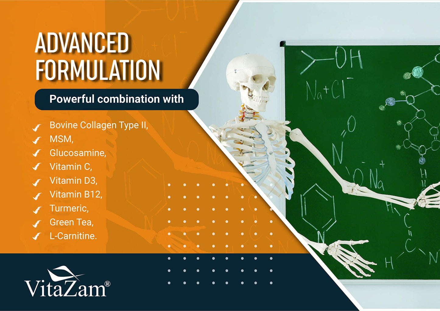 VitaZam Glucosamine and Chondroitin High Strength Platinum Joint Flex 500 ml Liquid MSM, Chondroitin Sulphates with Strong Osteoarthritis Formulation for Bones and Joint Health, Berry Flavour