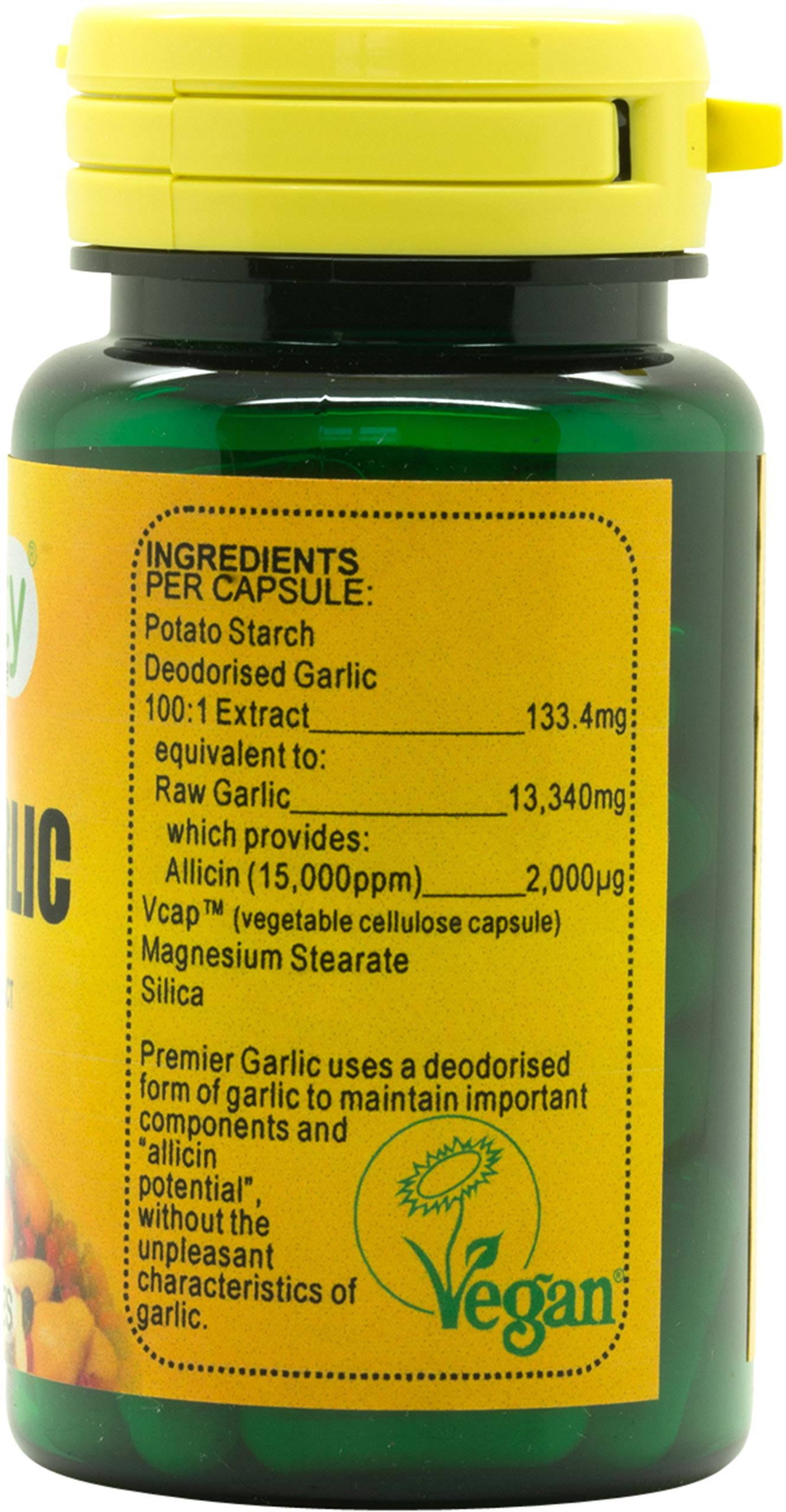 Veganicity Premier Garlic 500mg Digestive Health Supplement - 60 Capsules