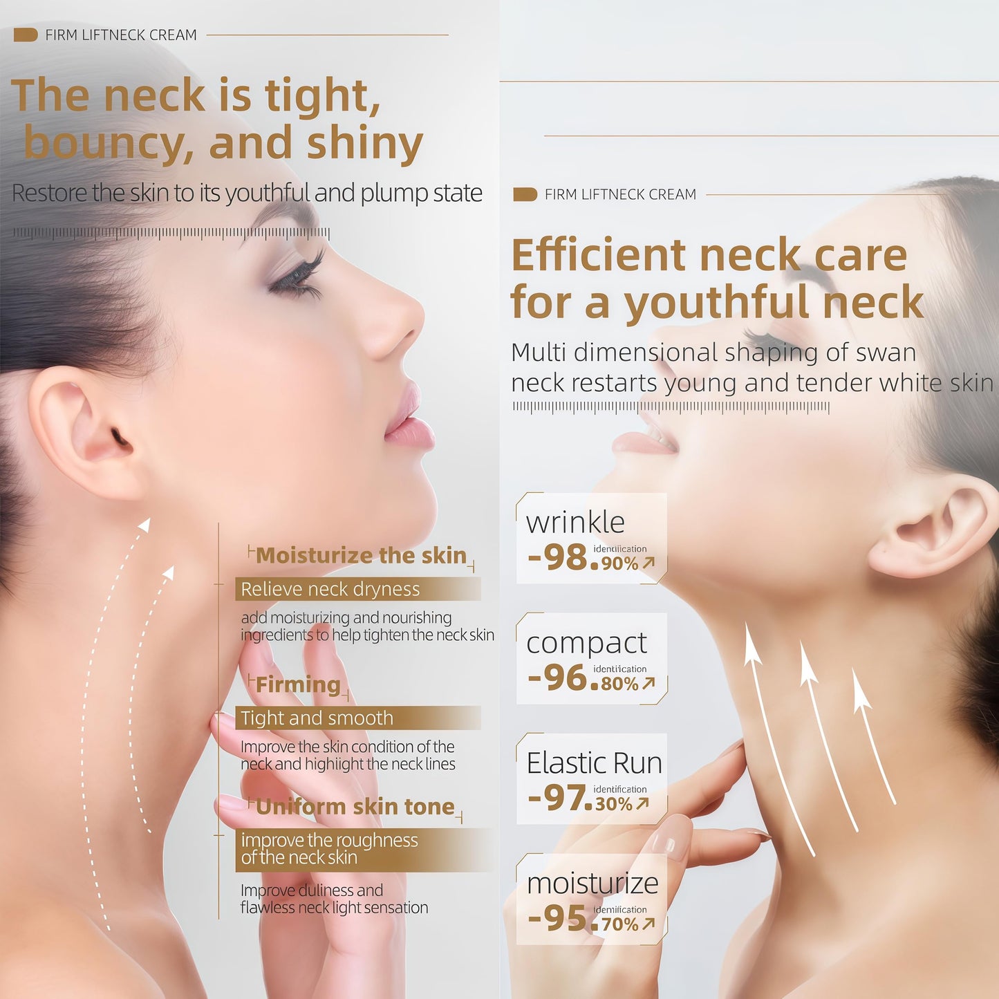 ANGEL SILK 8HA Firming Neck Cream, Tighten and Lift Neck Cream, Contain Hexapeptide, Moisturizing, Tightening Lotions, with Double Roller Massage, Reduce Wrinkles Fine Lines, Firm Sagging Skin