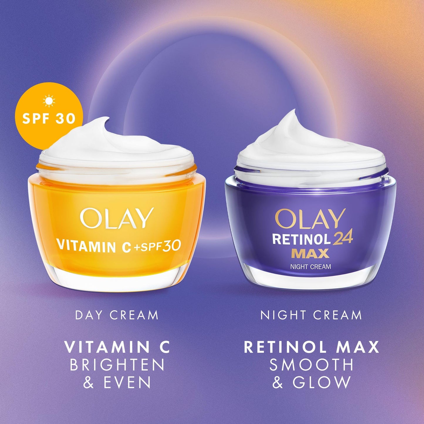 Olay Skincare Gift Set: Vitamin C SPF 30 Face Moisturiser + Retinol 24 Max Night Cream + Hyaluronic Acid Eye Cream, Skin Care Christmas Gifts For Women, 50ml + 50ml + 15ml