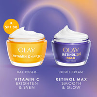 Olay Skincare Gift Set: Vitamin C SPF 30 Face Moisturiser + Retinol 24 Max Night Cream + Hyaluronic Acid Eye Cream, Skin Care Christmas Gifts For Women, 50ml + 50ml + 15ml