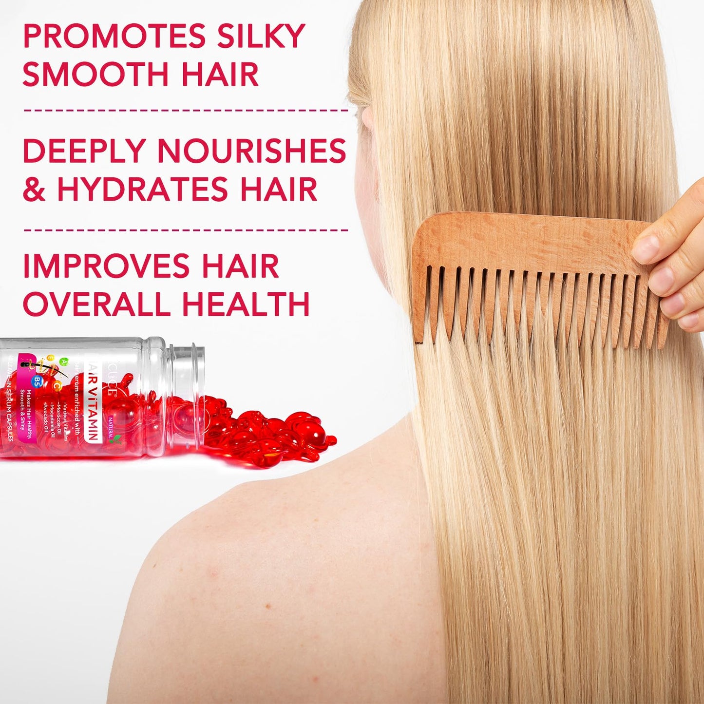 Hair Vitamin Serum Oil Capsule,Hair Treatment Serum with Vitamins A C E Pro B5 and Argan Macadamia Avocado Oils,No Rinse,and Safe for All Hair,For Men & Women