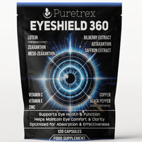 Puretrex Eyeshield 360 – Advanced Eye Health Supplement with Lutein, Zeaxanthin, Meso-Zeaxanthin, Bilberry, Astaxanthin, Saffron, Zinc, Copper, Vitamin C & E, BioPerine® – 120 Capsules