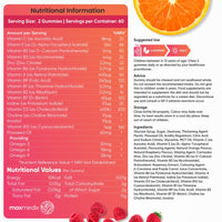 Multivitamin for Kids - 120 Natural Raspberry & Orange Flavour Chewable Gummies (2 Month Supply) - Low-Sugar Kids Vitamins Multivitamins with Zinc & Omega 3, 6 & 9 - Vegetarian Vitamins for Kids