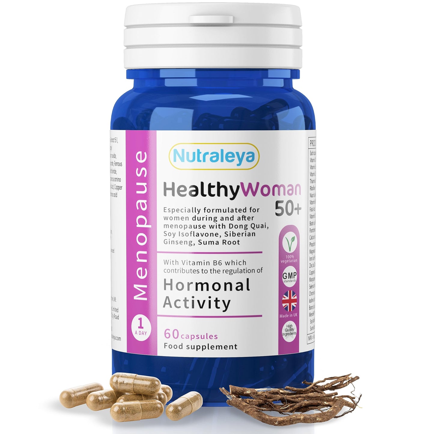Nutraleya HealthyWoman 50+ Natural Menopause Vitamins, During and After Menopause, an Alternative to HRT, Includes: Soy Isoflavone, Suma Root 60 Day Supply