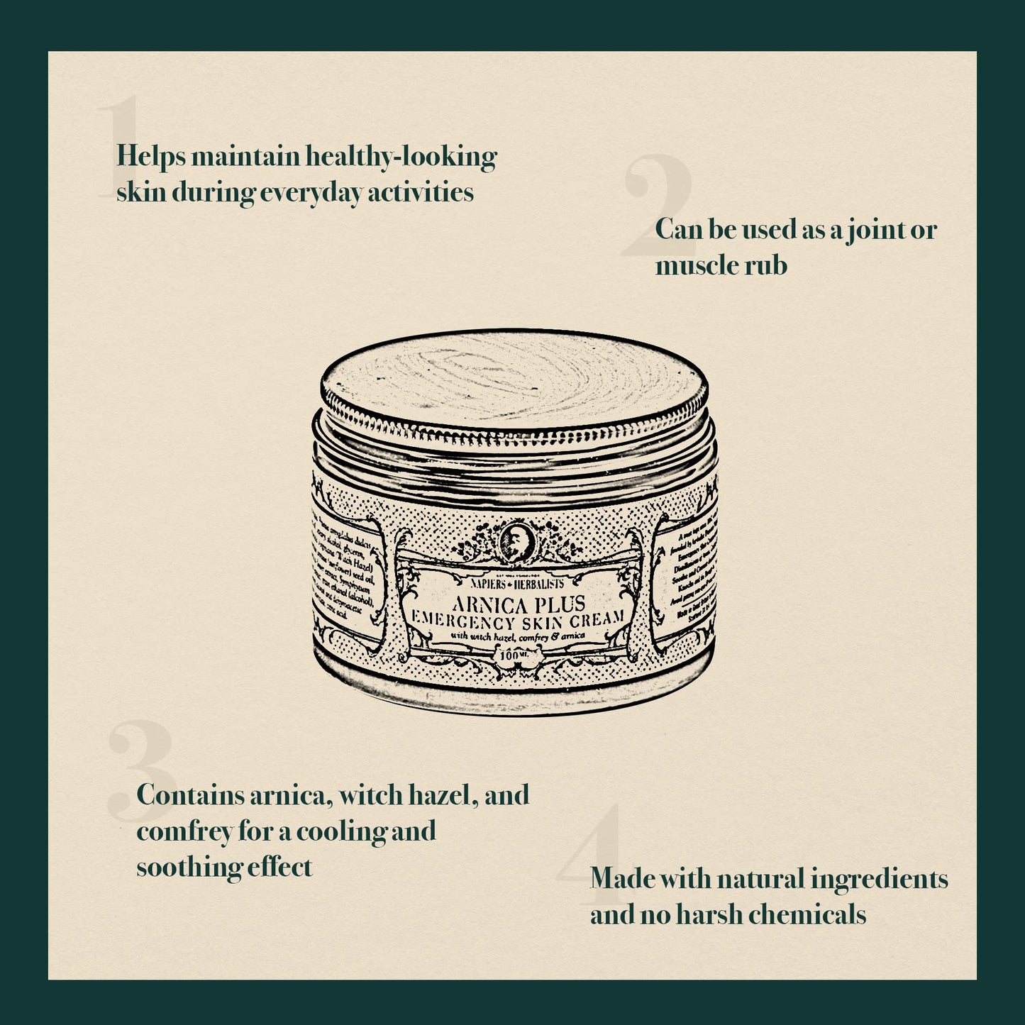 Napiers Arnica Plus Emergency Skin Cream with Witch Hazel and Comfrey - Soothing Skin Cream for Active People - 100ML