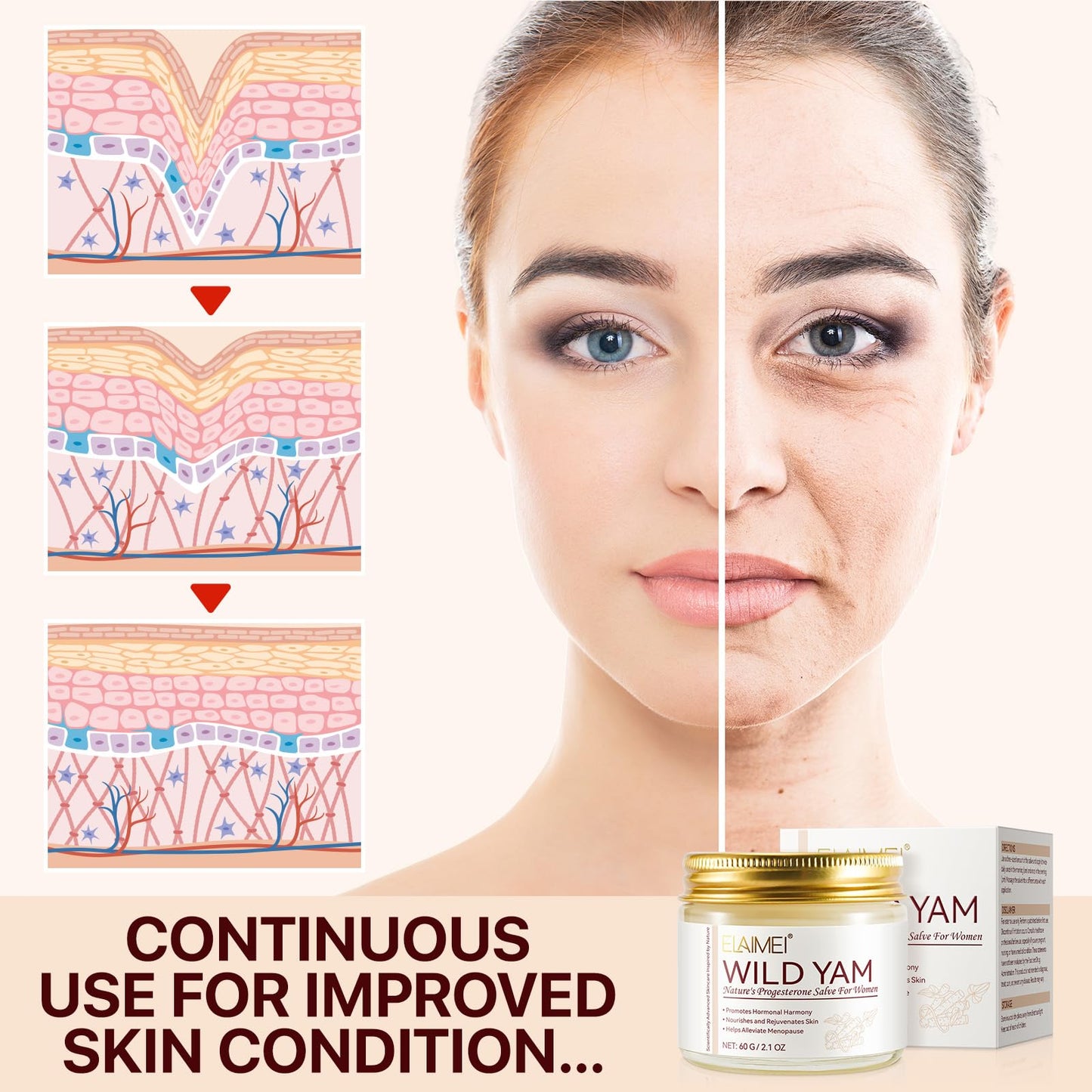 Datival Wild Yam Cream, Menopause and Hormone Balance Organic Yam Cream for Women, Wild Yam Root Cream Skin Moisturizer, Relief for Dry Skin, 60 ML