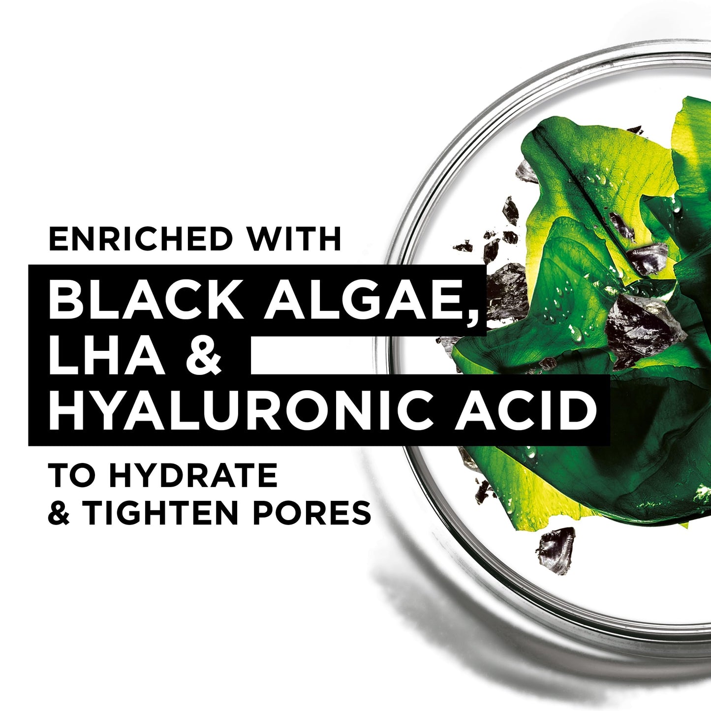 Garnier Pure Charcoal and Algae Sheet Mask, Purifying and Hydrating Face Mask With Hyaluronic Acid, LHA & Black Algae, Tightens Enlarged Pores & Purifies Skin, Biodegradable & Vegan Tissue 28g