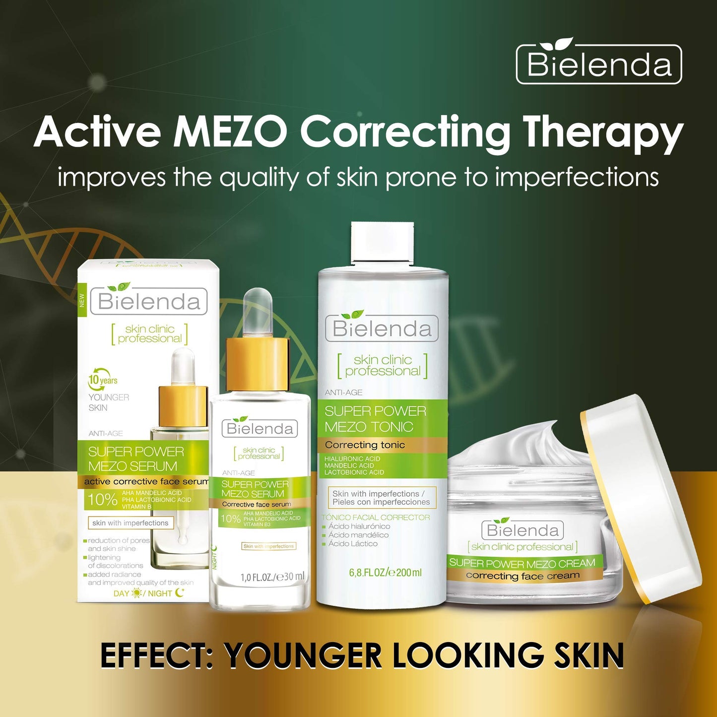 Bielenda Skin Clinic - Face Tonic - Effectively Cleanses The Skin - Reduce Pores Enhance Skin Shine Lightens Discolorations - Skin Clinic Professional with Mandelic and Lactobionic Acid - 200 ml