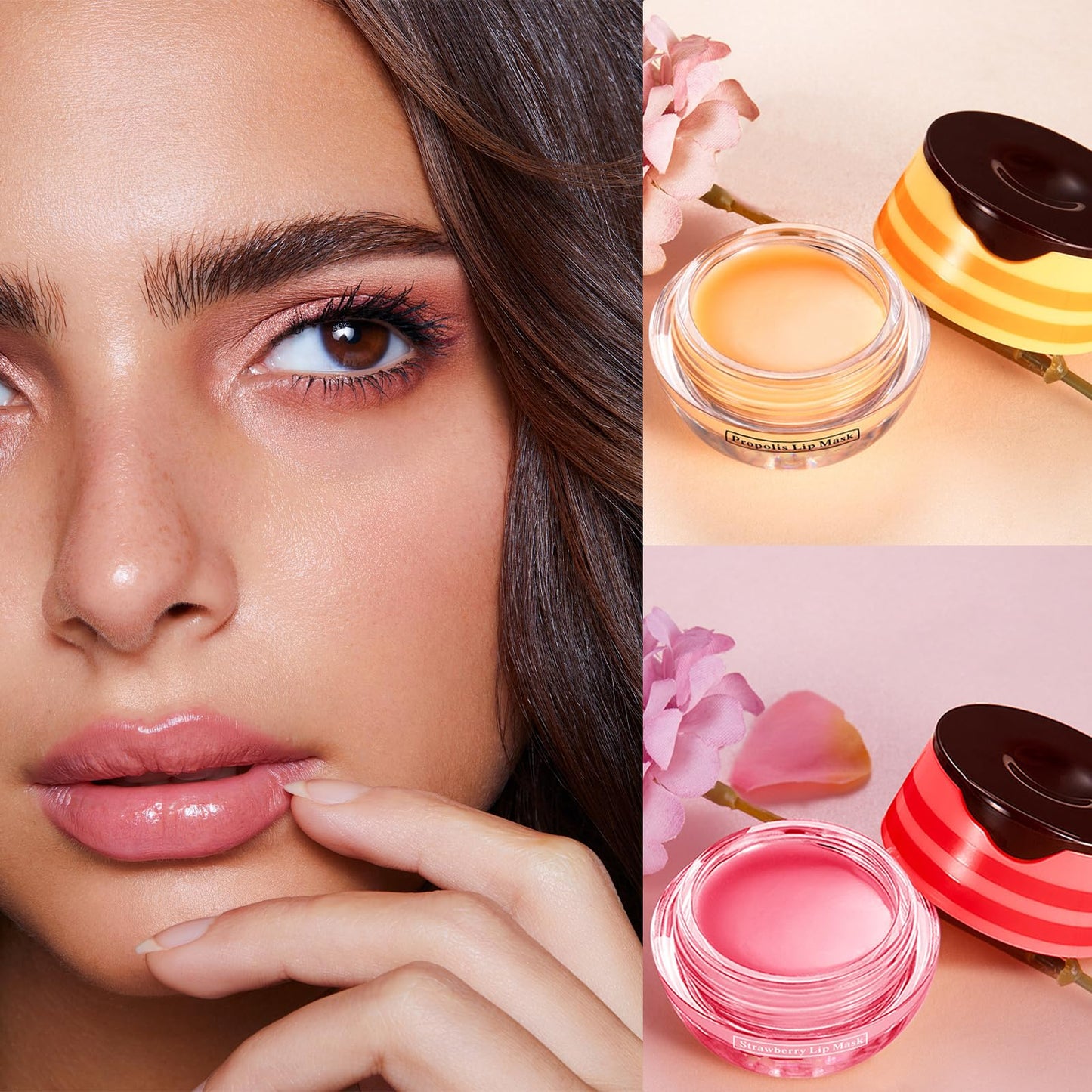 Leogony 2PCS Honey Pot Lip Balm Set, Moisturizing Strawberry Honeybalm Lip Balm, Repair Honey Bee Lips Balm Uk