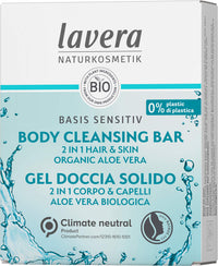 lavera solid shower 2 in 1 basis sensitiv Hydro Feeling - with organic aloe vera and plant keratin - cleans without drying out - 3x more productive than liquid shower gel - natural cosmetics - 50g