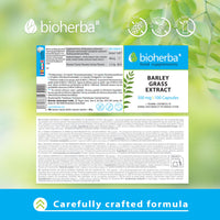 Barley Grass Extract 300 mg - 100 Capsules Green Superfood Supplement for Health and Nutrition by BIOHERBA