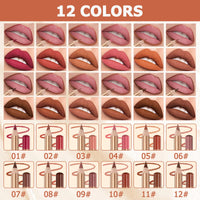 Bisienya 12pcs Lip Liners Set,Matte Lipstick Lip Liner Pencil,Longwear Smooth Lip Pencil,Smooth and Long-Lasting Lip Pencil Liner,Creamy Lip Liner,High Pigmented Waterproof Natural Lip Makeup