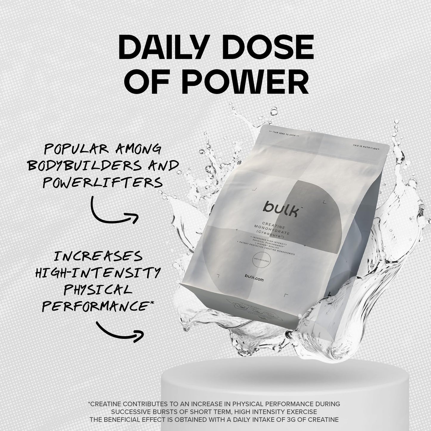 Bulk Creapure Creatine Monohydrate Powder, Mixed Berry, 500 g, 100 Servings