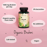 Organic Bacopa Monnieri Vegavero® | 750mg Brahmi Per Tablet | Natural Bacosides | NO Additives, Lab-Tested | 180 Tablets | Vegan