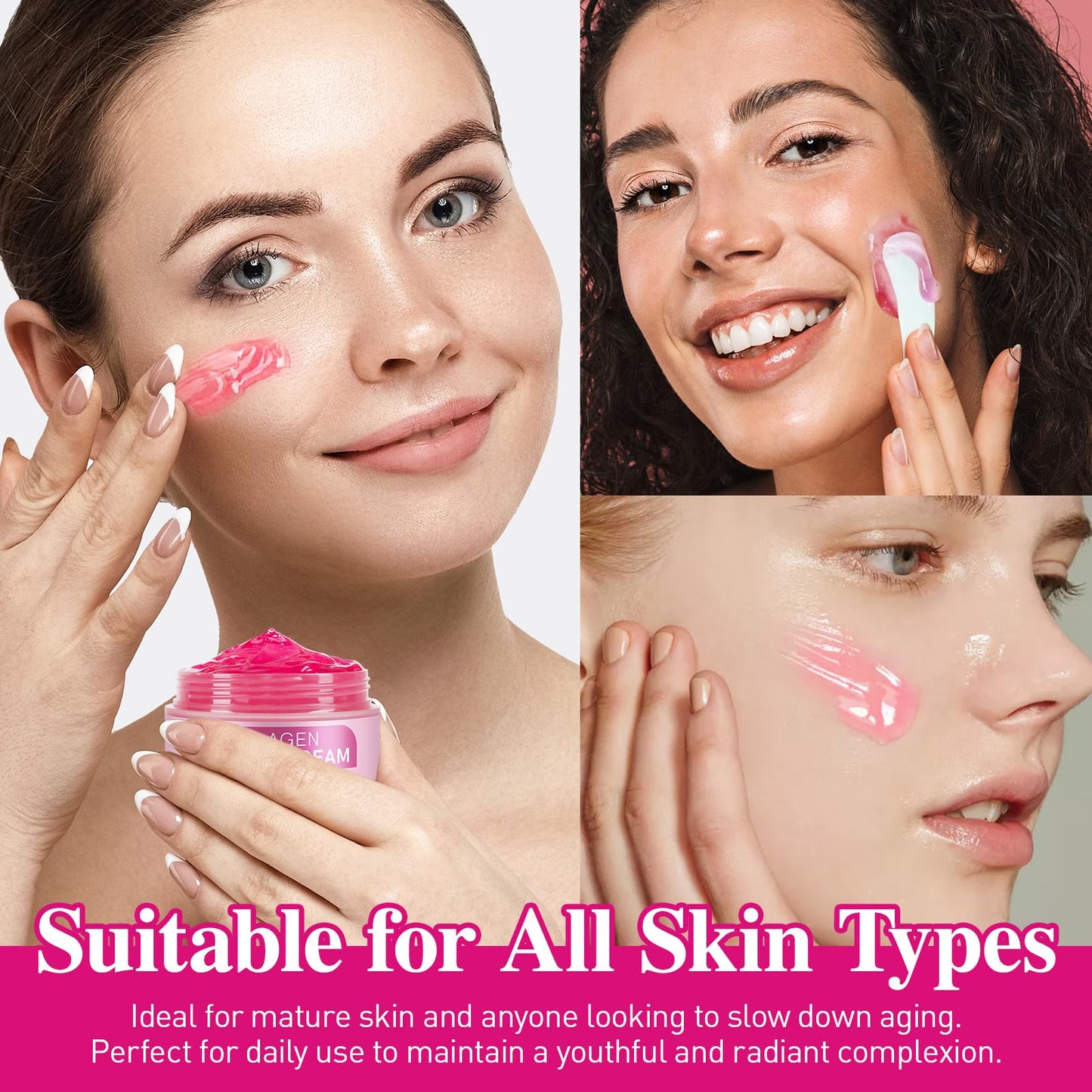 Collagen Jelly Cream, Face Collagen Cream with Niacinamide and Hydrolyzed Collagen, Boost Skin Elasticity Hydration, Reduce Fine Lines and Dullness, All Skin Types Korean Skin Care 100ml