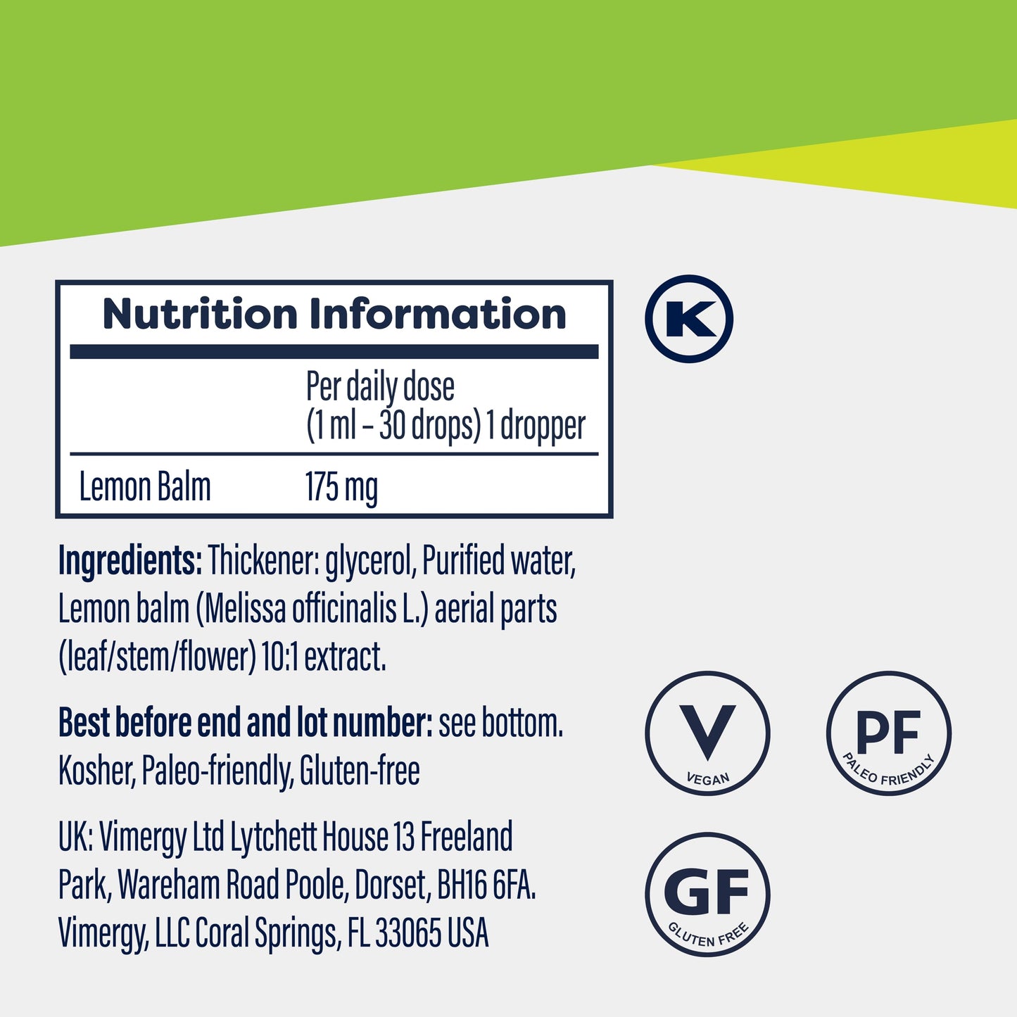 Vimergy Lemon Balm, 240 Servings – Lemon Balm Extract – Glycerin-Based Liquid Supplement – Vegan Supplement – Formulated Without Sugar or Binders – Non-GMO & Gluten-Free (240 ml)