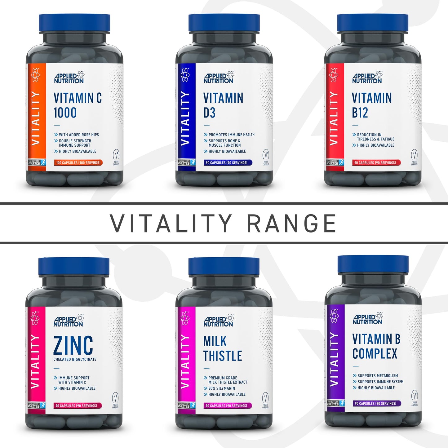 Applied Nutrition Vitamin B Complex Multivitamin - High Potency B12, B6, B1, Folic Acid & Biotin - Supports Metabolism, Reduces Tiredness & Fatigue, Helps Immune System - (90 Capsules)