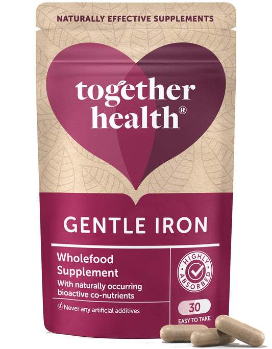 Gentle Iron – Together Health – Whole Food Nutrients – Iron and B Vitamins – Vegan Friendly – Made in The UK – 60 Vegecaps – Pack of 2