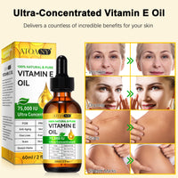 Vitamin E Oil for Skin and Face, Pure Vitamin E Hair Oil, Natural Nourishing Body Oil for Deep Hydration, Anti-Aging and Firming Skin, Anti-Drying, Reducing Fine Lines - 60ml