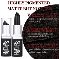 GEEWHILE Black Lipsticks for Women Long Lasting ighly Pigmented Black Lipstick Matte Lightweight Moisturised Lip Gloss, Black Lipstick for Halloween Cosplay