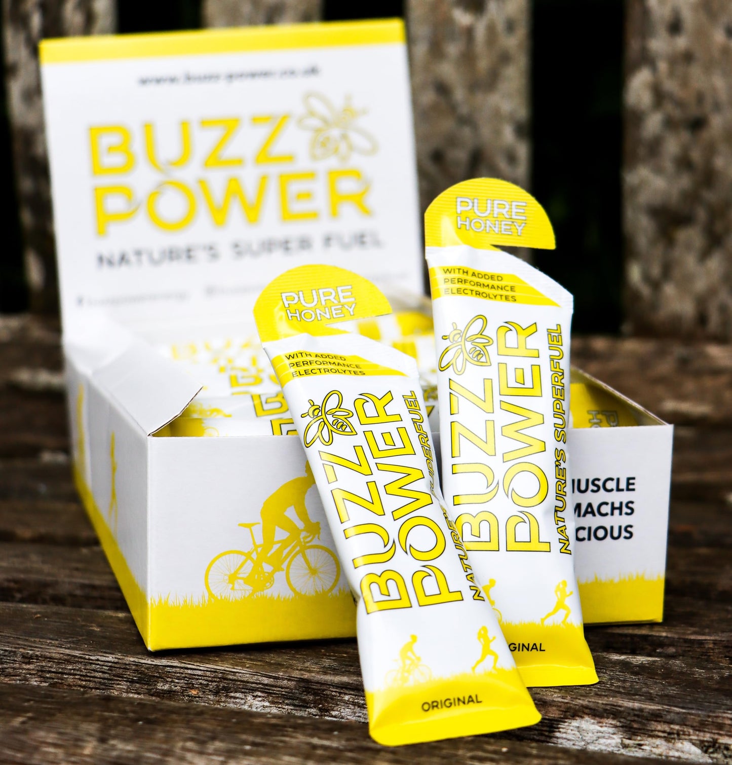 Buzz Power Honey Energy Gels for Running with 25g Carbohydrate (10 Pack) - Natural Running Gels with Performance Electrolytes, Glucose & Fructose for Endurance Athletes and Outdoor Activities
