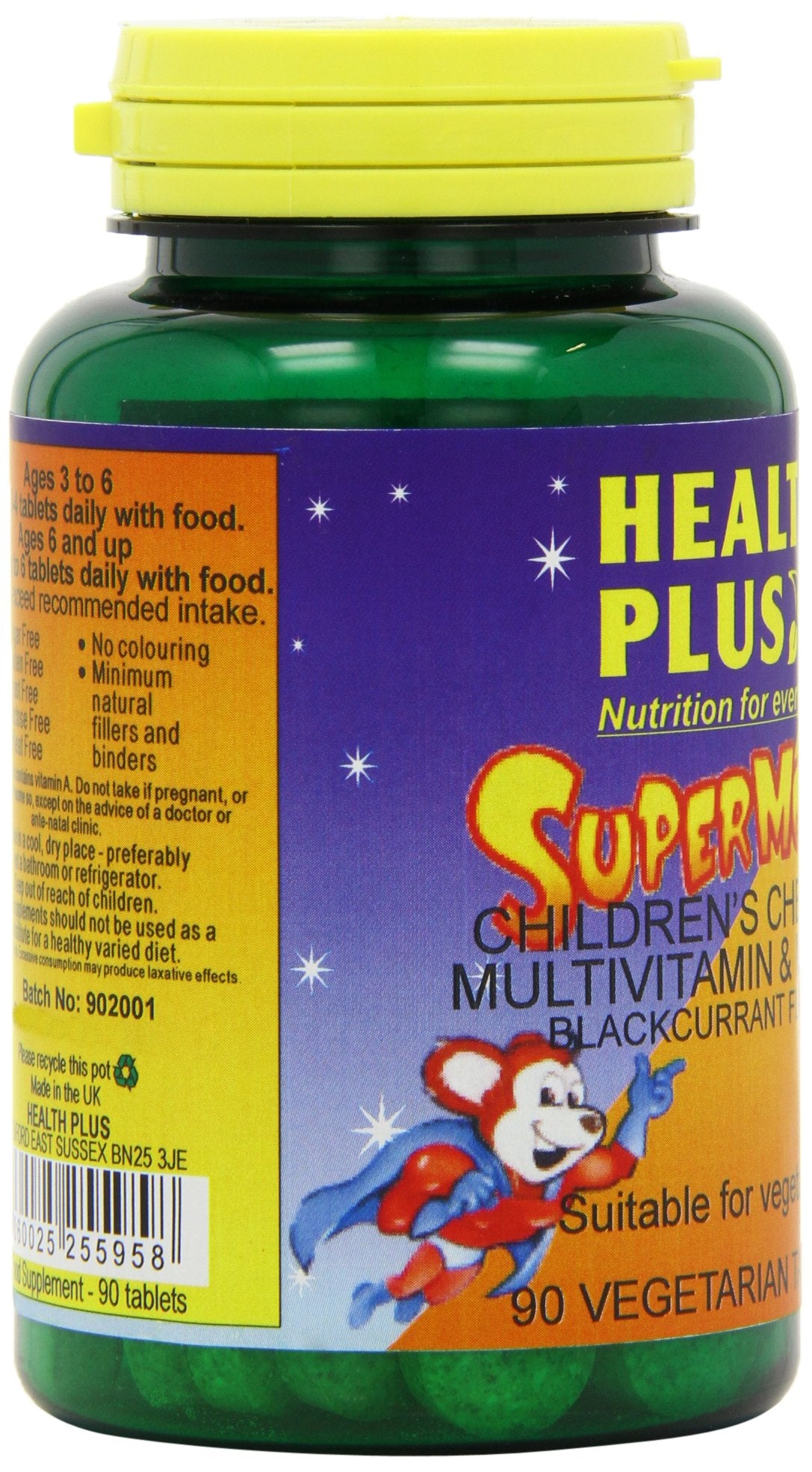 Health Plus Supermouse - Blackcurrant Flavour Children's Chewable Multivitamin Supplement - 90 Tablets