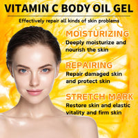 Cureluxe Vitamin C Essential Oils for Skin - Vitamin C Body Gel Oil - Brightening & Firiming Body Oil for Women - Deeply Nourishing Body Gel for Dry Skin - Body & Face Oil 200ml