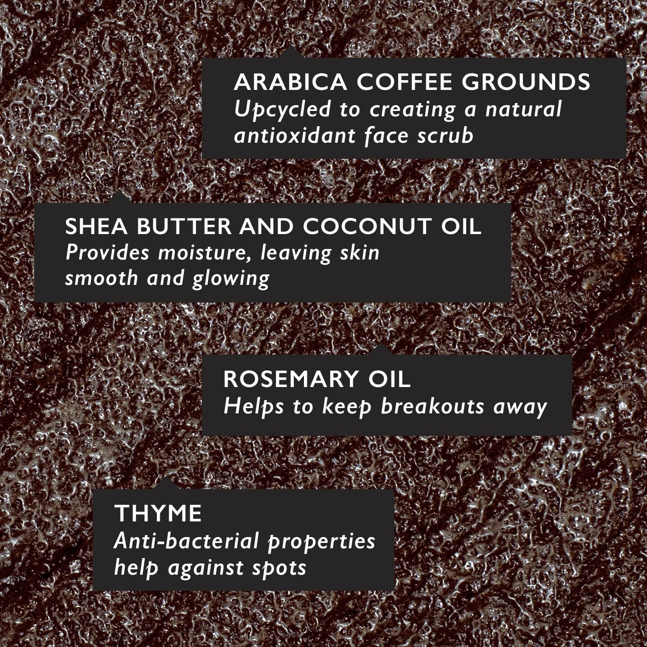 UPCIRCLE UpCircle Coffee Face Scrub - Herbal Blend For Oily, Combination + Spot Prone Skin 100ml - Tea Tree, Shea Butter, Coconut + Rosehip Oil - Natural, Vegan Face Exfoliator For Soft, Smooth Skin